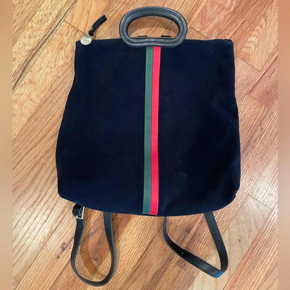 Clare V Marcelle Backpack in Navy Suede